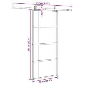 Συρόμενη πόρτα με σετ υλικού Μαύρο 90x205 cm γυαλί μετριασμένο - Pakobazaar