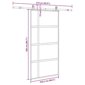 Σετ συρόμενης πόρτας με υλικό μαύρο 102,5x205 cm