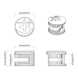 Καμπανούχες βίδες 2 pcs Ασημί 15 x 11,5 mm Μέταλλο - Pakobazaar