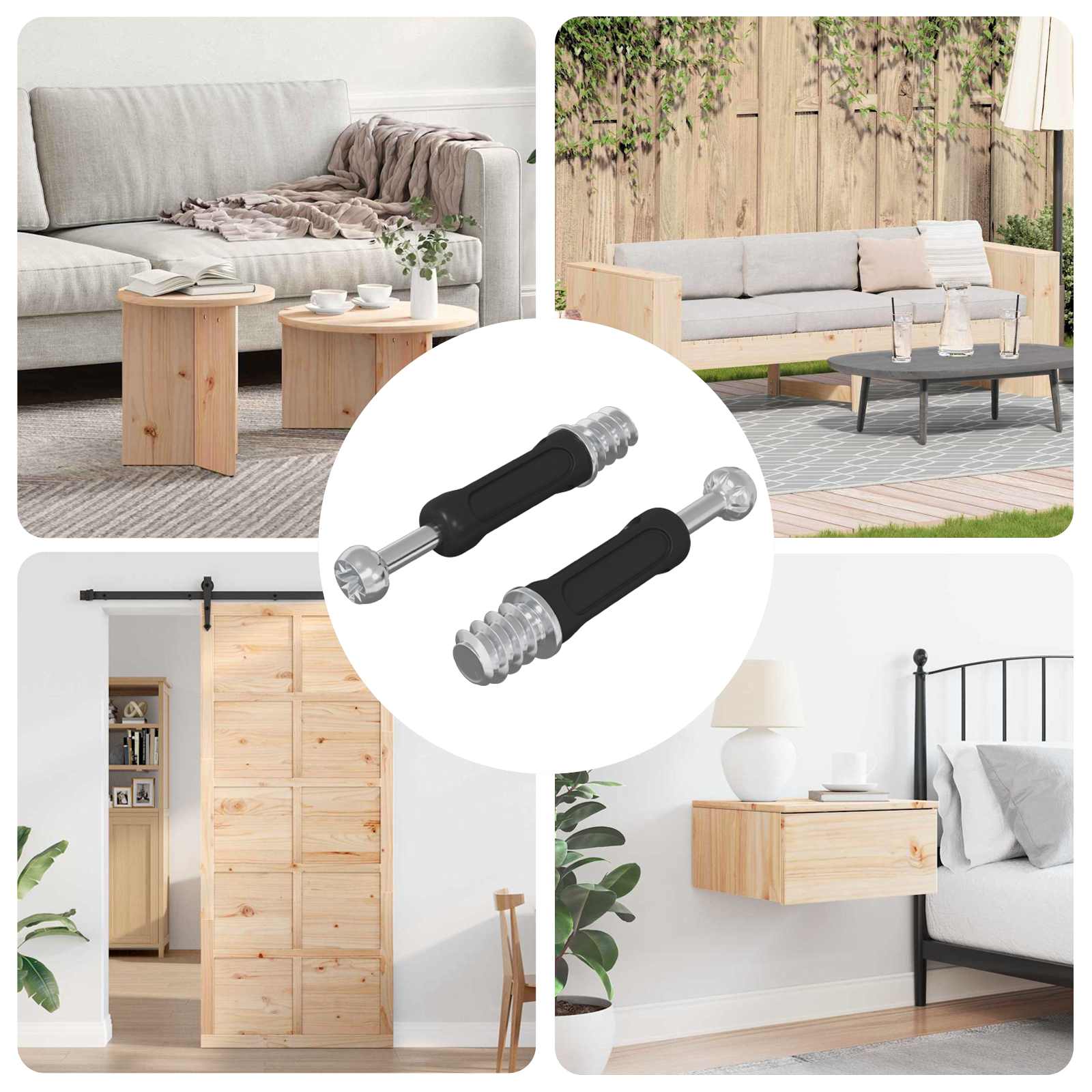 Βίδα Κλειδαριάς 2 pcs Ασημί και Μαύρο M6 x 40 χιλ Μέταλλο - Pakobazaar