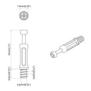 Βίδα Κλειδαριάς 2 pcs Ασημί και Μαύρο M6 x 40 χιλ Μέταλλο - Pakobazaar