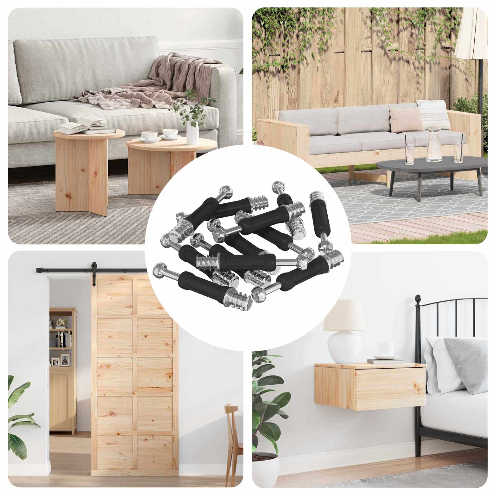 Βίδα Κλειδαριάς 12 pcs Ασημί και Μαύρο M6 x 40 χιλ Μέταλλο - Pakobazaar