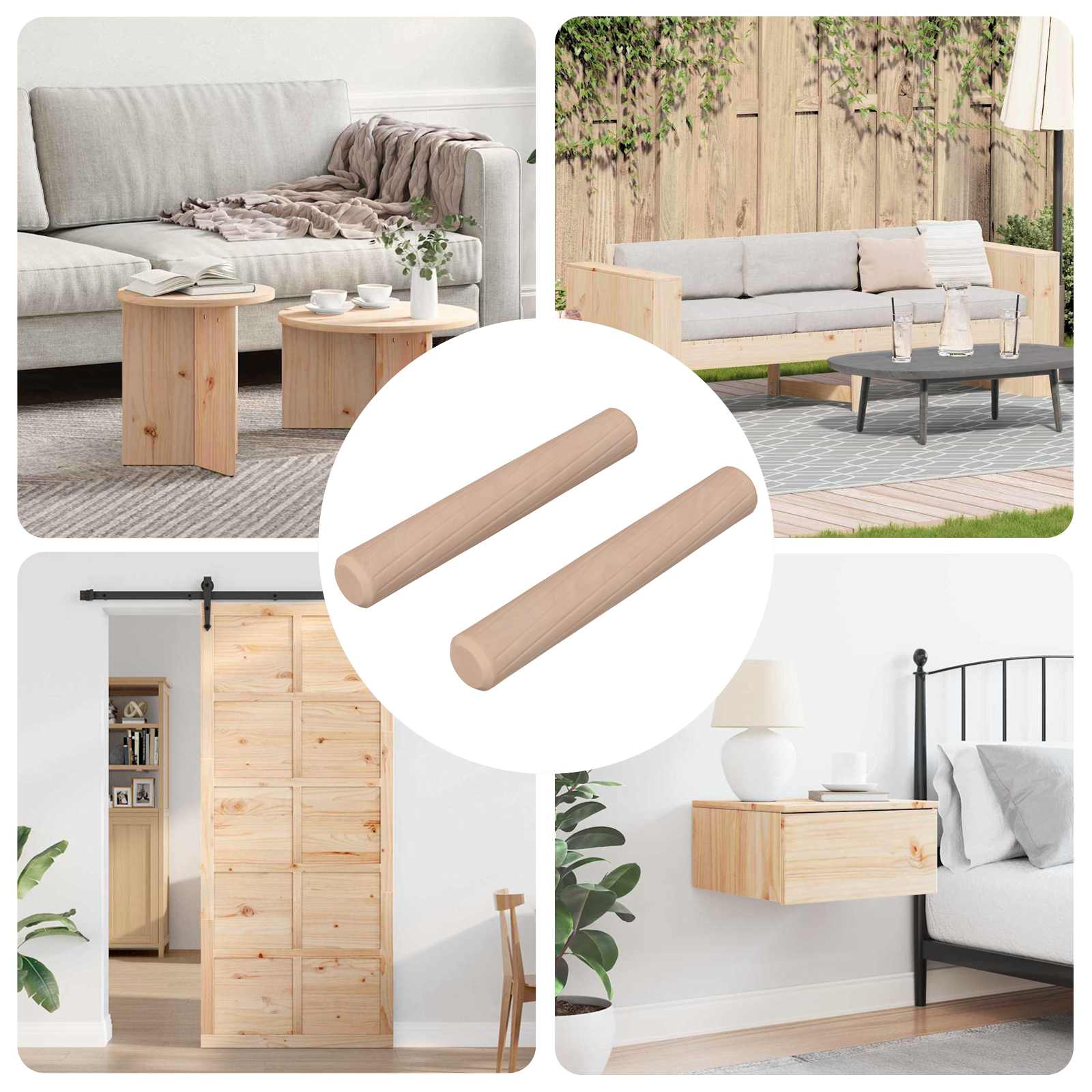 Ξύλινοι Δακτύλιοι 2 pcs Φυσικό Ø 6 x 40 mm Στερεό ξύλο - Pakobazaar