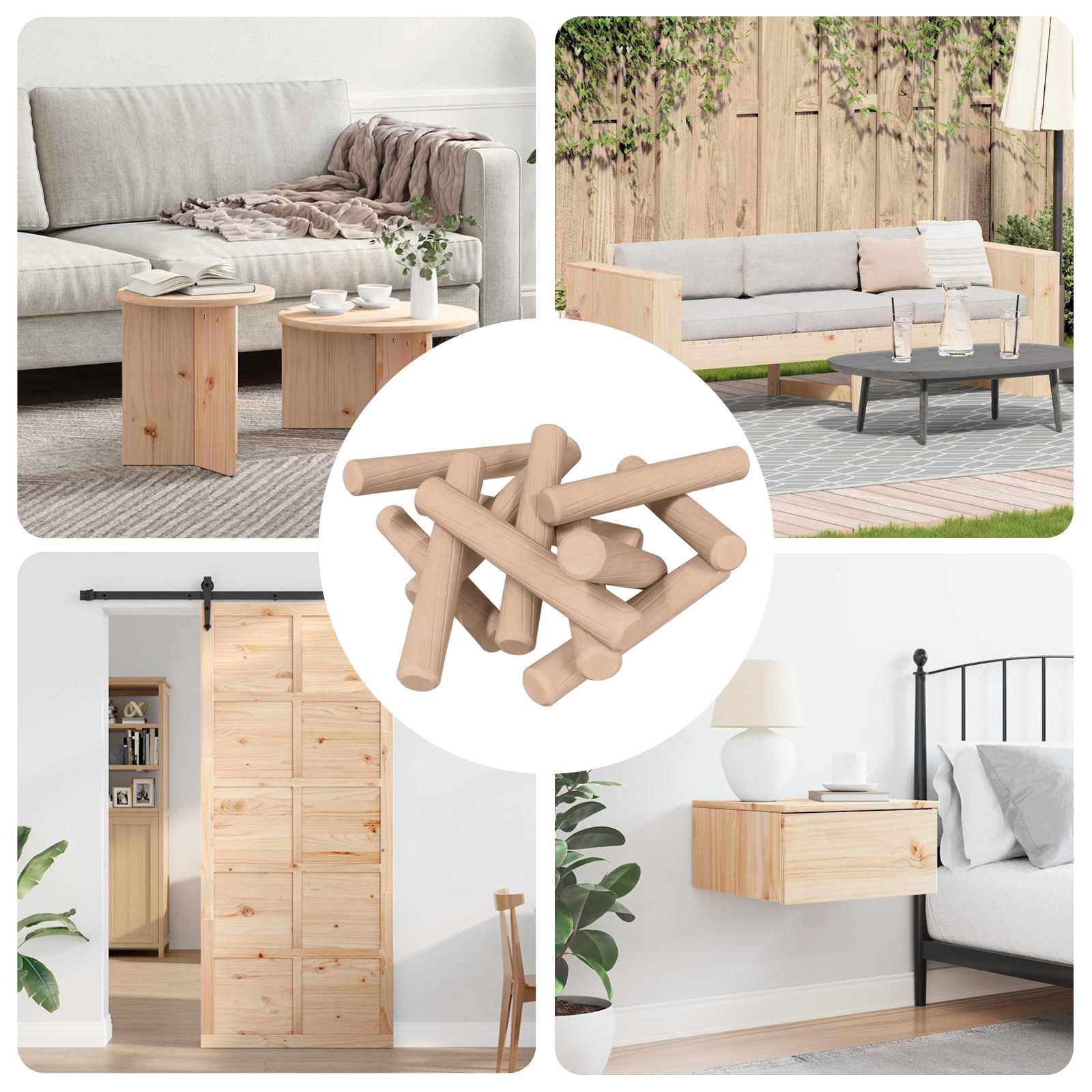 Ξύλινοι Δακτύλιοι 12 pcs Καφέ Ø6 x 40 mm Μασίφ ξύλο - Pakobazaar