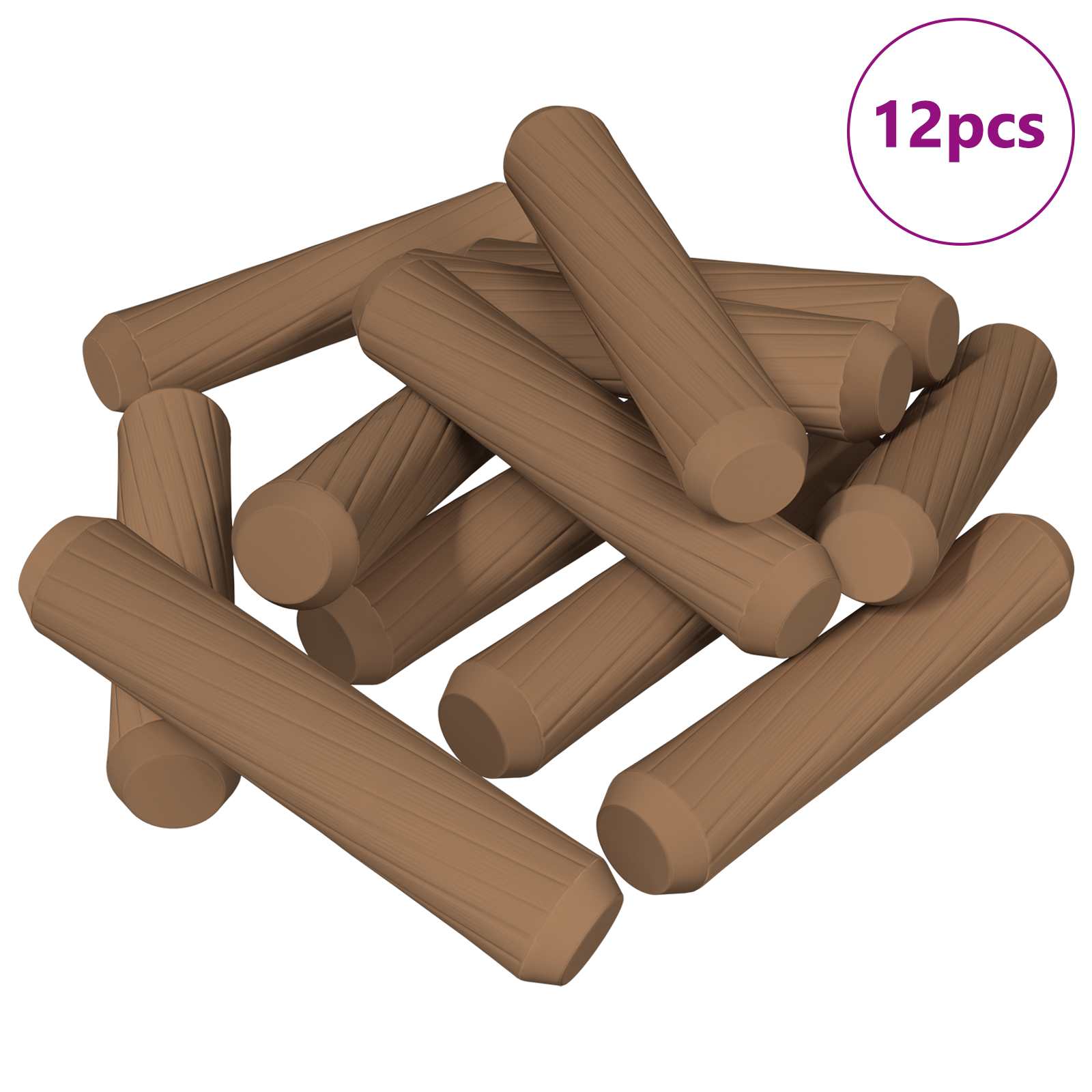 Ξύλινοι Δακτύλιοι 12 pcs Καφέ Ø8 x 35 mm Μασίφ ξύλο - Pakobazaar