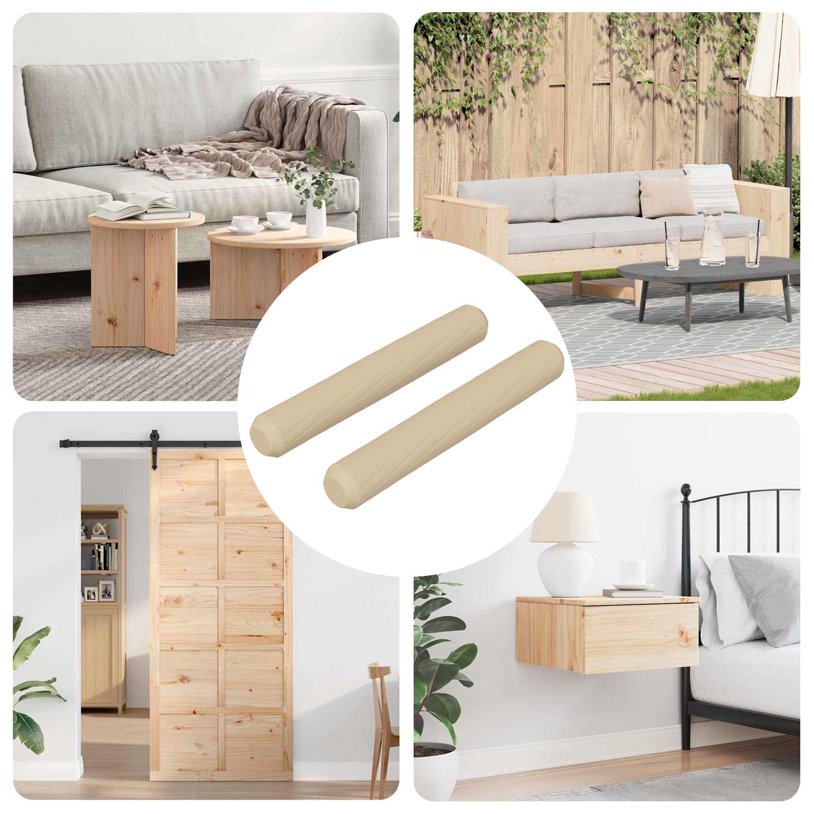 Ξύλινοι Δακτύλιοι 2 pcs Καφέ Ø8 x 50 mm Μασίφ ξύλο - Pakobazaar