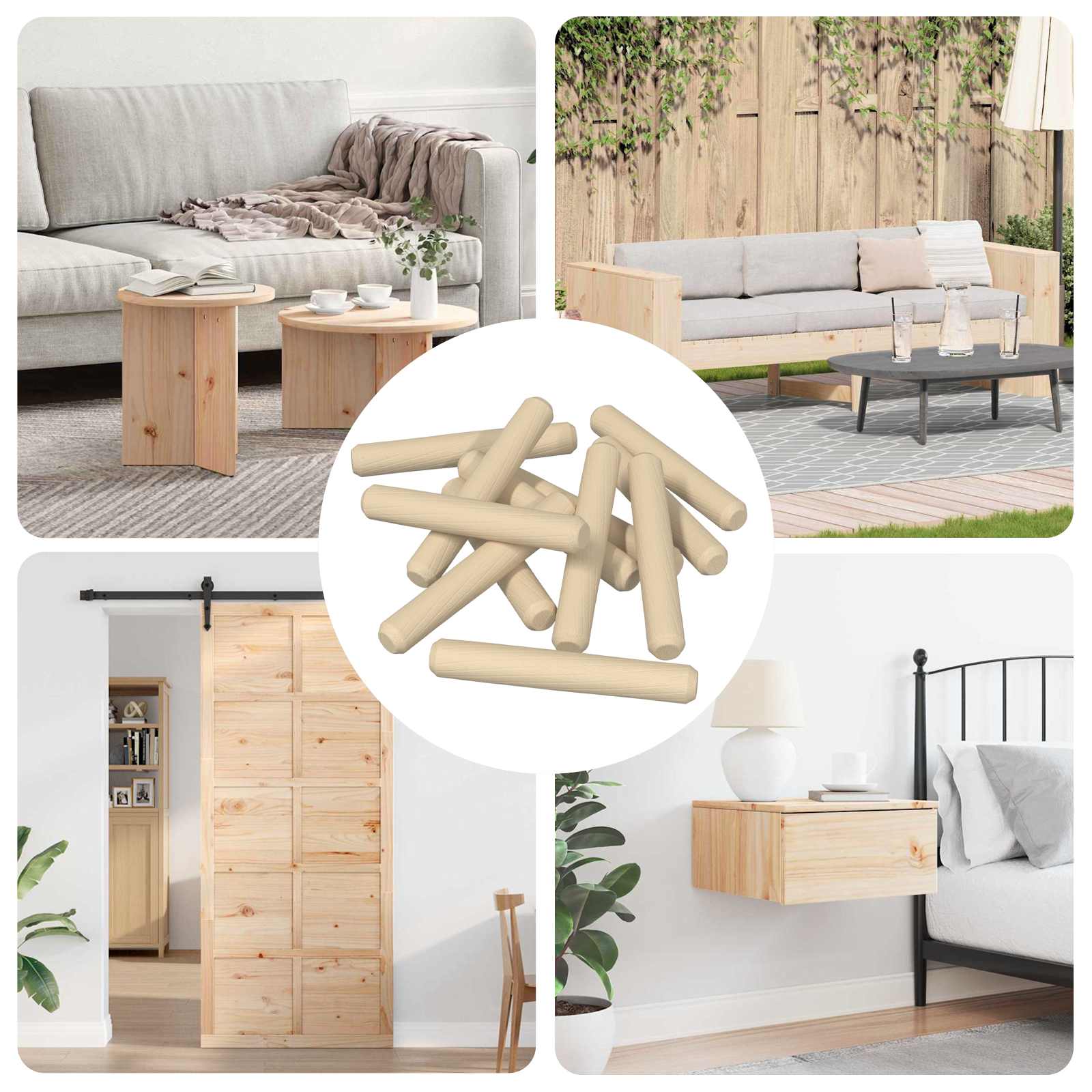 Ξύλινοι Δακτύλιοι 12 pcs Καφέ Ø8 x 50 mm Μασίφ ξύλο - Pakobazaar