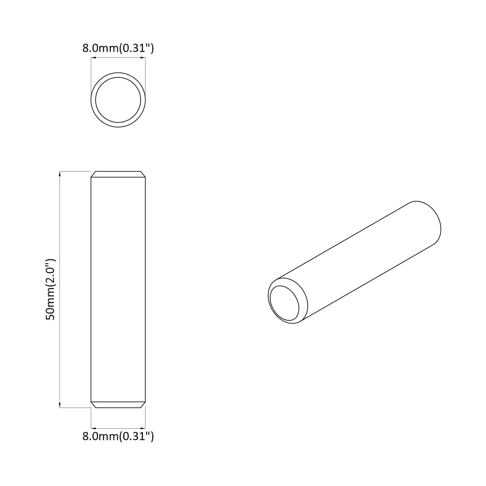 Ξύλινοι Δακτύλιοι 12 pcs Καφέ Ø8 x 50 mm Μασίφ ξύλο - Pakobazaar