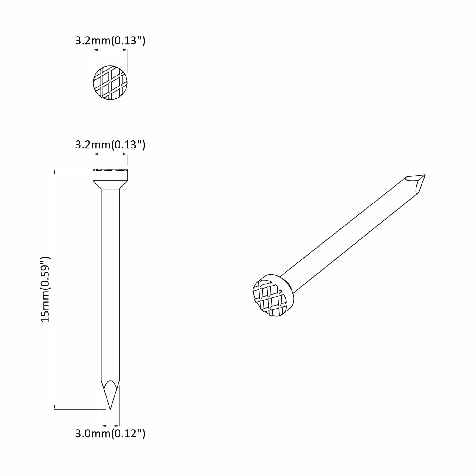 Νύχια για Ξύλο 2 pcs Ασημί Ø 3 x 15 χιλ Μέταλλο - Pakobazaar