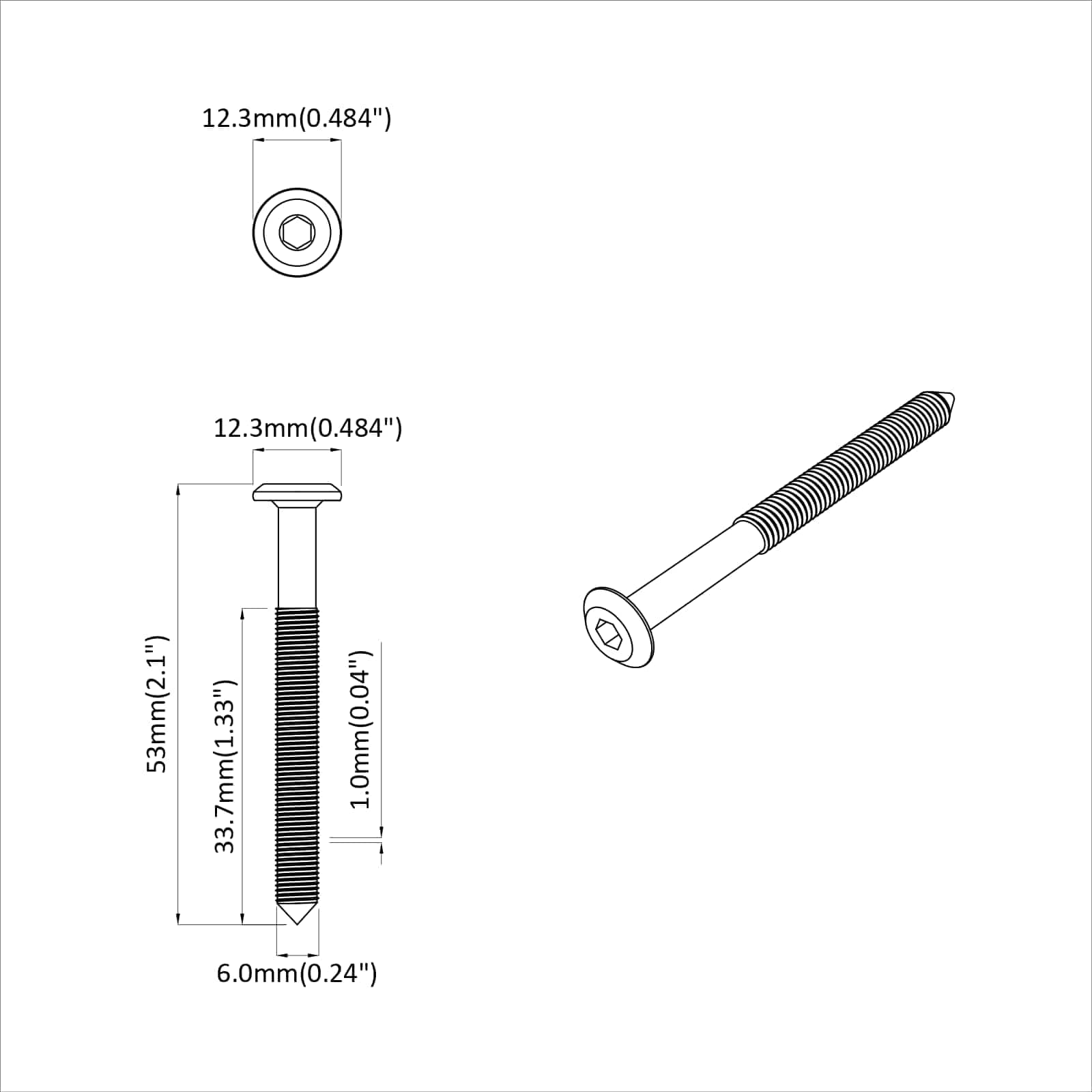 Βίδα 12 pcs Ασημί M6 x 50 mm Ατσάλι