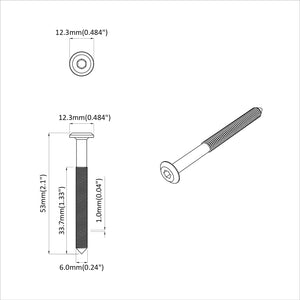 Βίδα 12 τμχ. Ασημί M6 x 50 mm Ατσάλι
