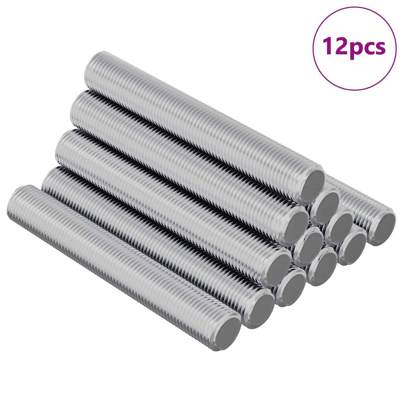 Ράβδος Με Σπείρωμα 12 pcs Ασημί 8 x 55 mm Ατσάλι
