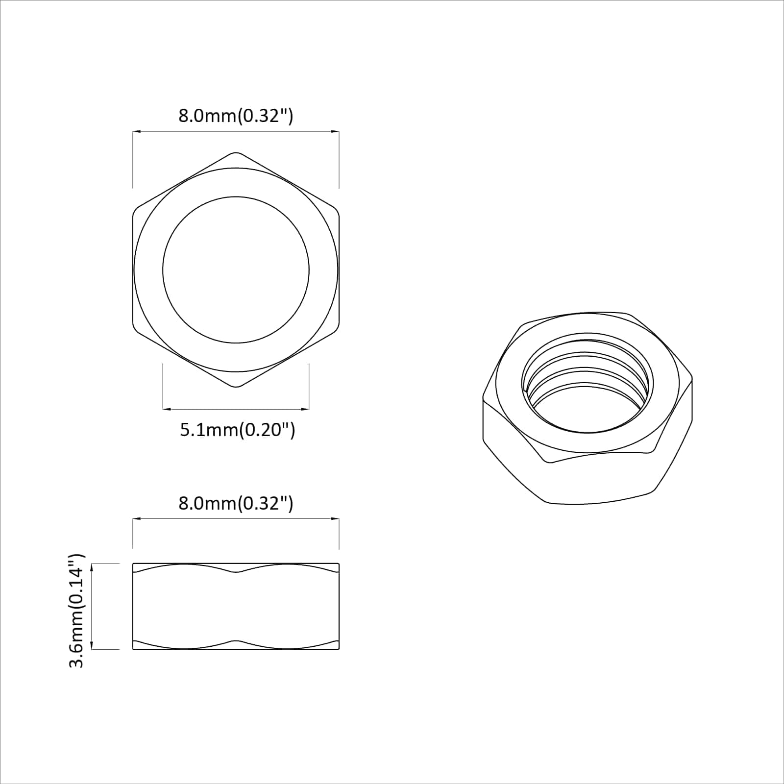 Εξάγωνο Παξιμάδι 12 pcs Ασημί M6 Μέταλλο - Pakobazaar
