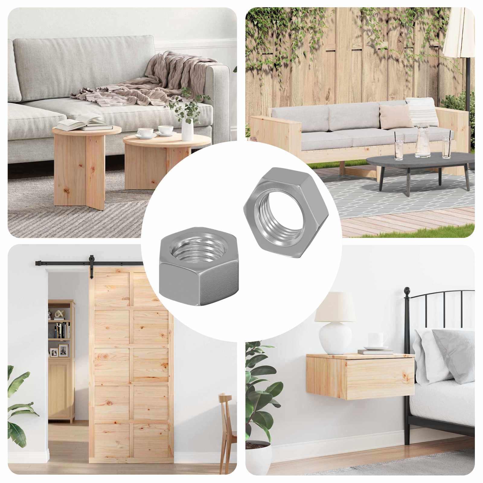 Εξάγωνο Παξιμάδι 2 pcs Ασημί M6 Μέταλλο - Pakobazaar