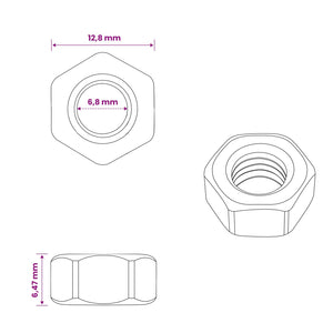 Εξάγωνο Καρύδι Βελανιδιάς 12 pcs Ασημί m8 Μέταλλο - Pakobazaar