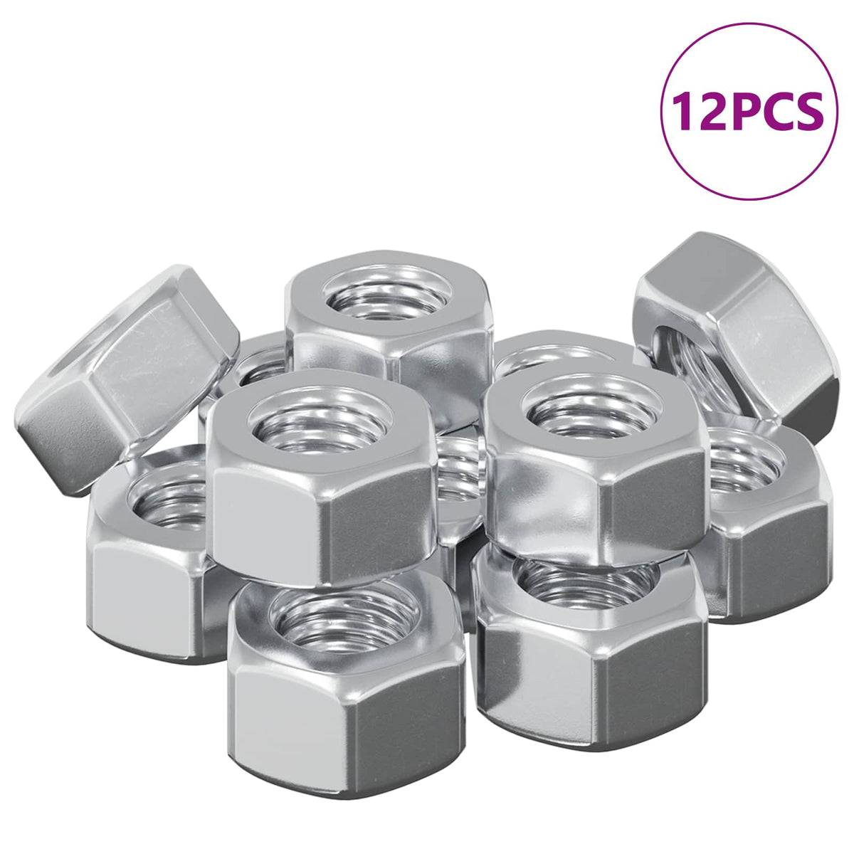 Εξάγωνο Καρύδι Βελανιδιάς 12 pcs Ασημί m8 Μέταλλο - Pakobazaar