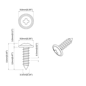 Βίδα Αυτο-τρυπητή 2 τεμ. Μαύρο 3,5 x 12 mm Σίδερο