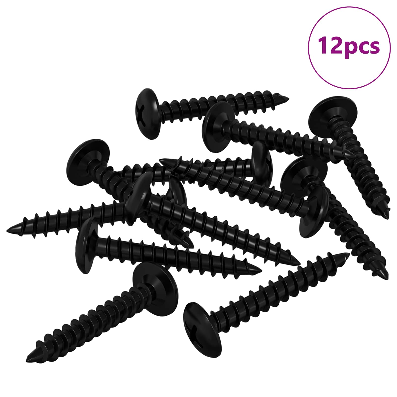 Βίδα Αυτο-τρυπητή 12 pcs Μαύρο 4 x 25 mm Ατσάλι