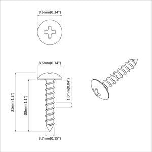 Ξυλοβίδα 12 pcs Ασημί M4 x 28 mm Σίδερο - Pakobazaar