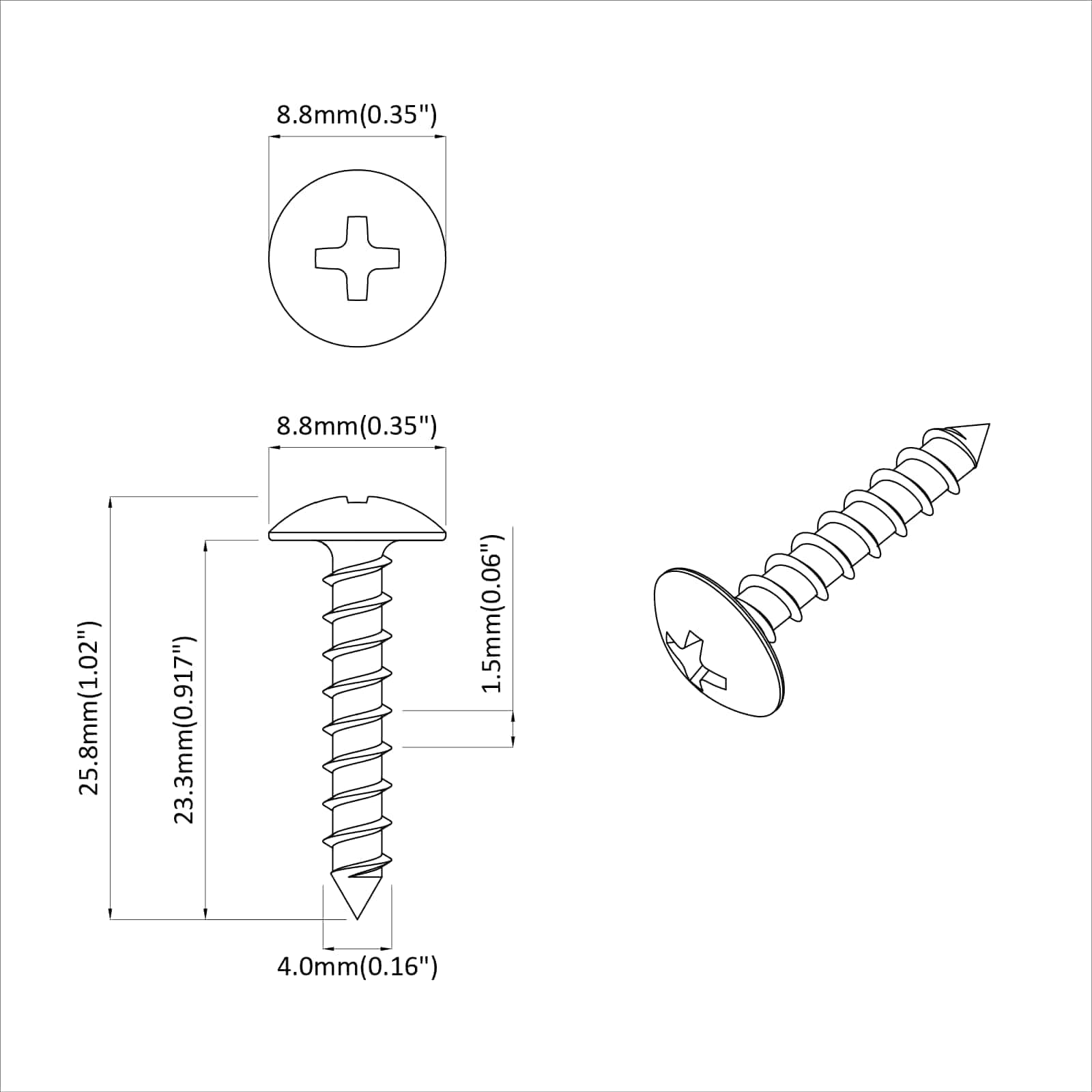 Ξυλοβίδες 2 pcs Ασημί M4 x 25 mm Ατσάλι - Pakobazaar