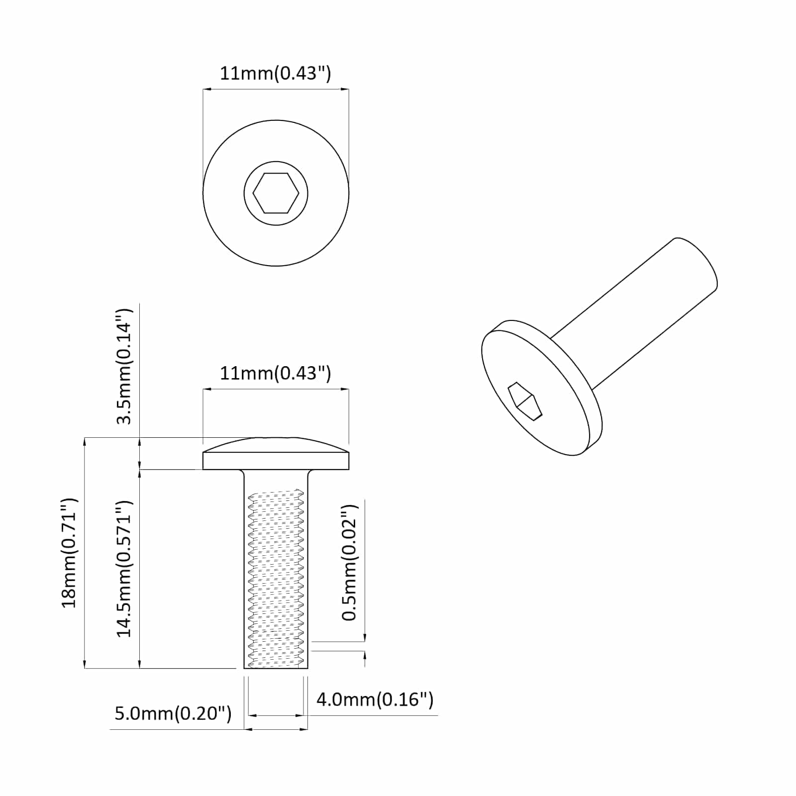 Πριτσίνια Σωλήνα 2 pcs Μαύρο M4 x 14,5 mm Μέταλλο - Pakobazaar