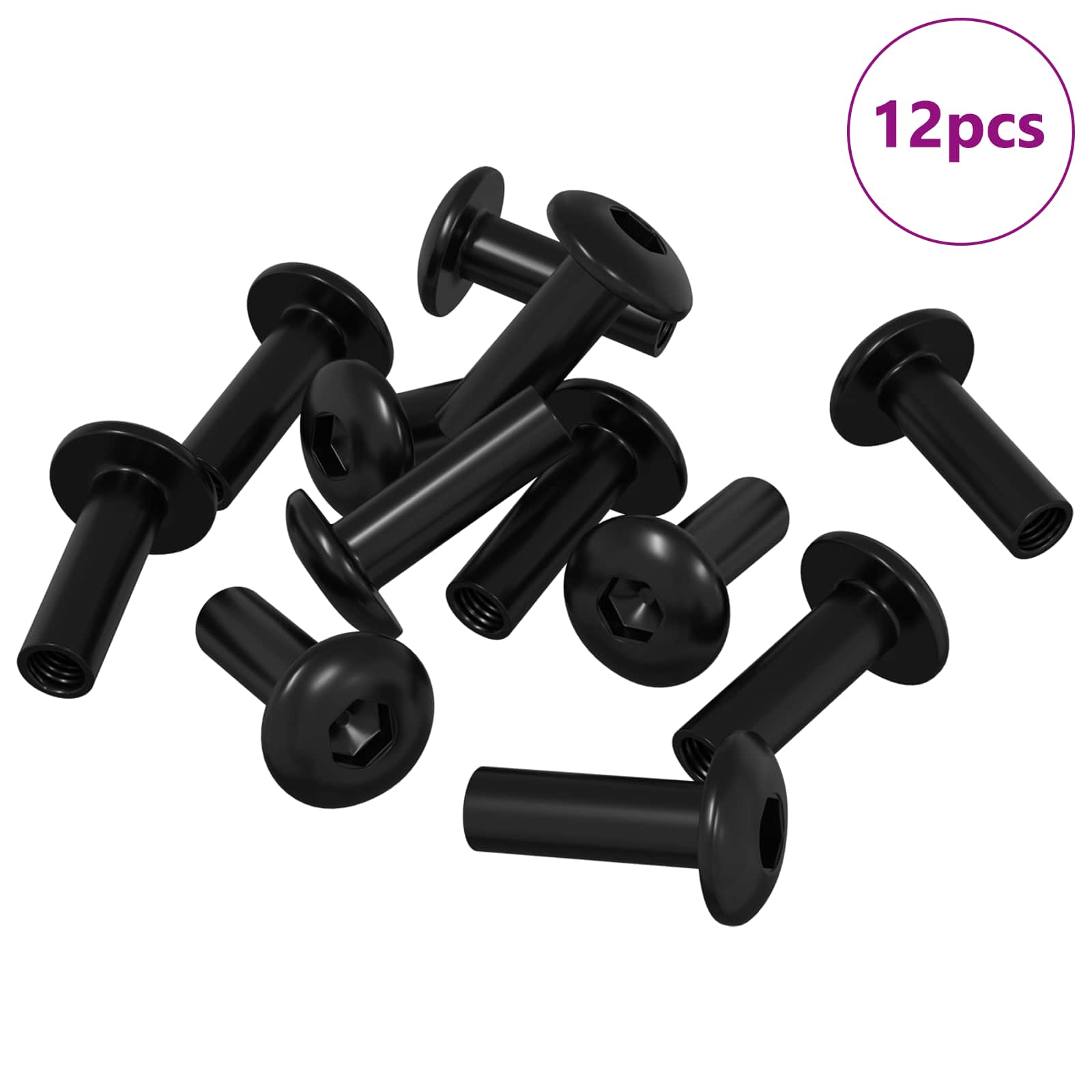 Πριτσίνια Σωλήνα 12 pcs Μαύρο M4 x 14,5 mm Μέταλλο - Pakobazaar