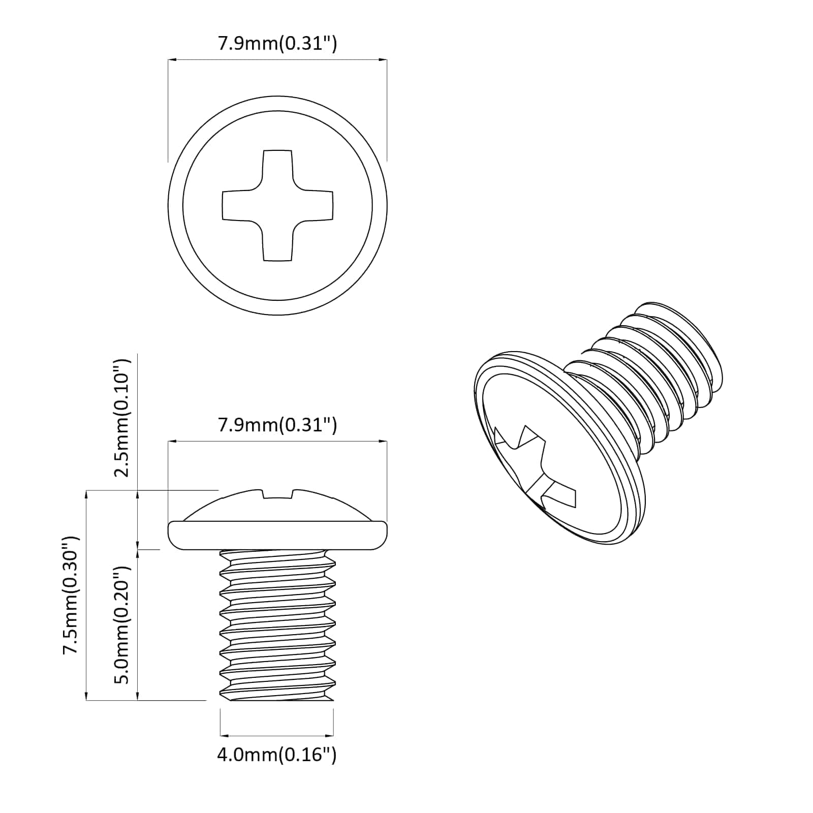 Βίδες ασφαλείας 12 pcs Ασημί M4 x 5 mm Σίδερο - Pakobazaar