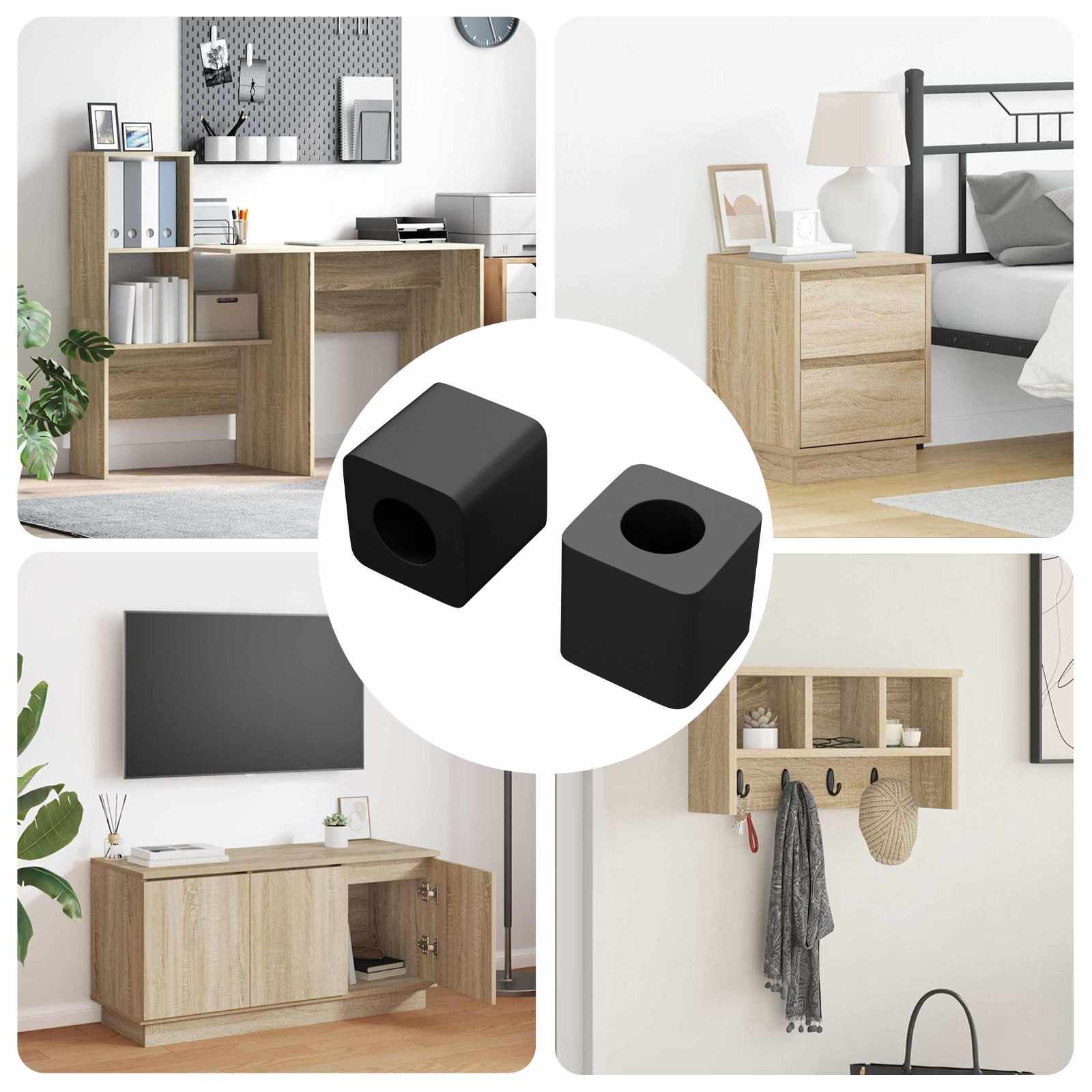 Κρατητής Συρταριού 2 pcs Μαύρο 15 x 15 x 15mm PP Κοπλυμερές