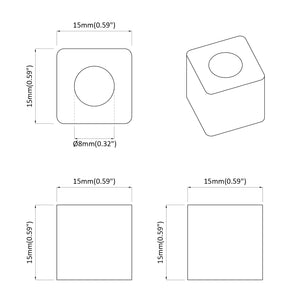 Κρατητής Συρταριού 12 τεμ. Μαύρο 15 x 15 x 15mm PP Κοπλυμερές