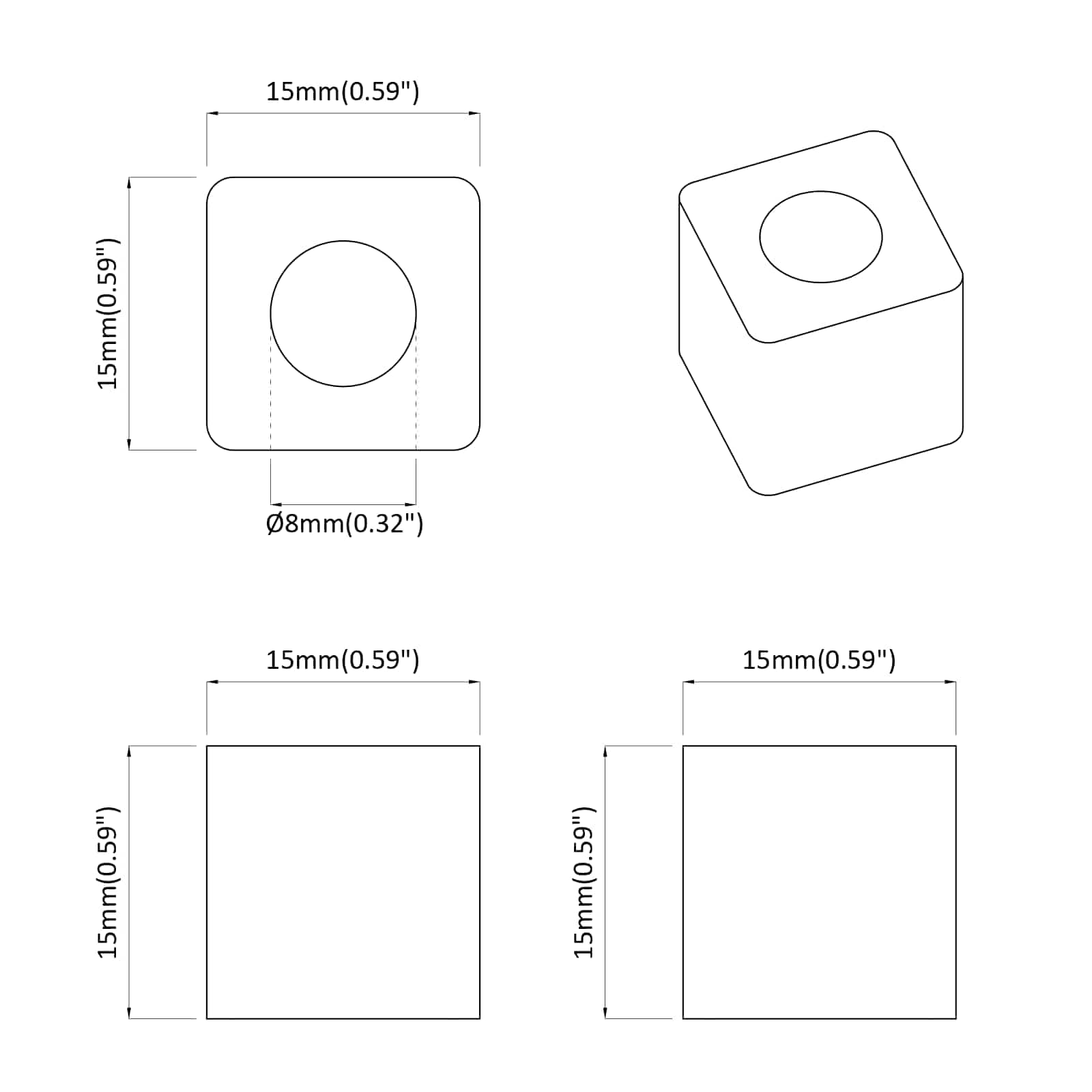 Κρατητής Συρταριού 6792 pcs Μαύρο 15 x 15 x 15mm PP Κοπλυμερές