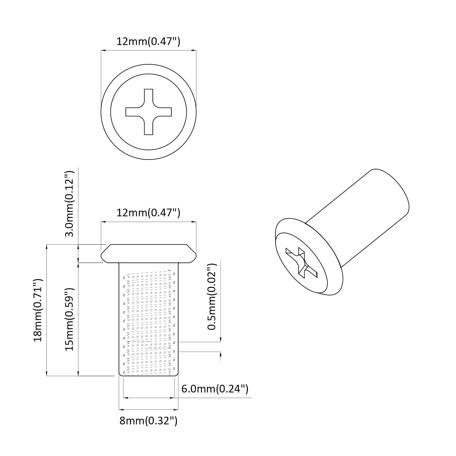 Παξιμάδι Κλειδώματος 2 pcs Νίκελ M6 x 15 mm Ατσάλι