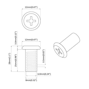 Παξιμάδι Κλειδώματος 12 τμχ. Ασημί M6 x 25 mm Ατσάλι