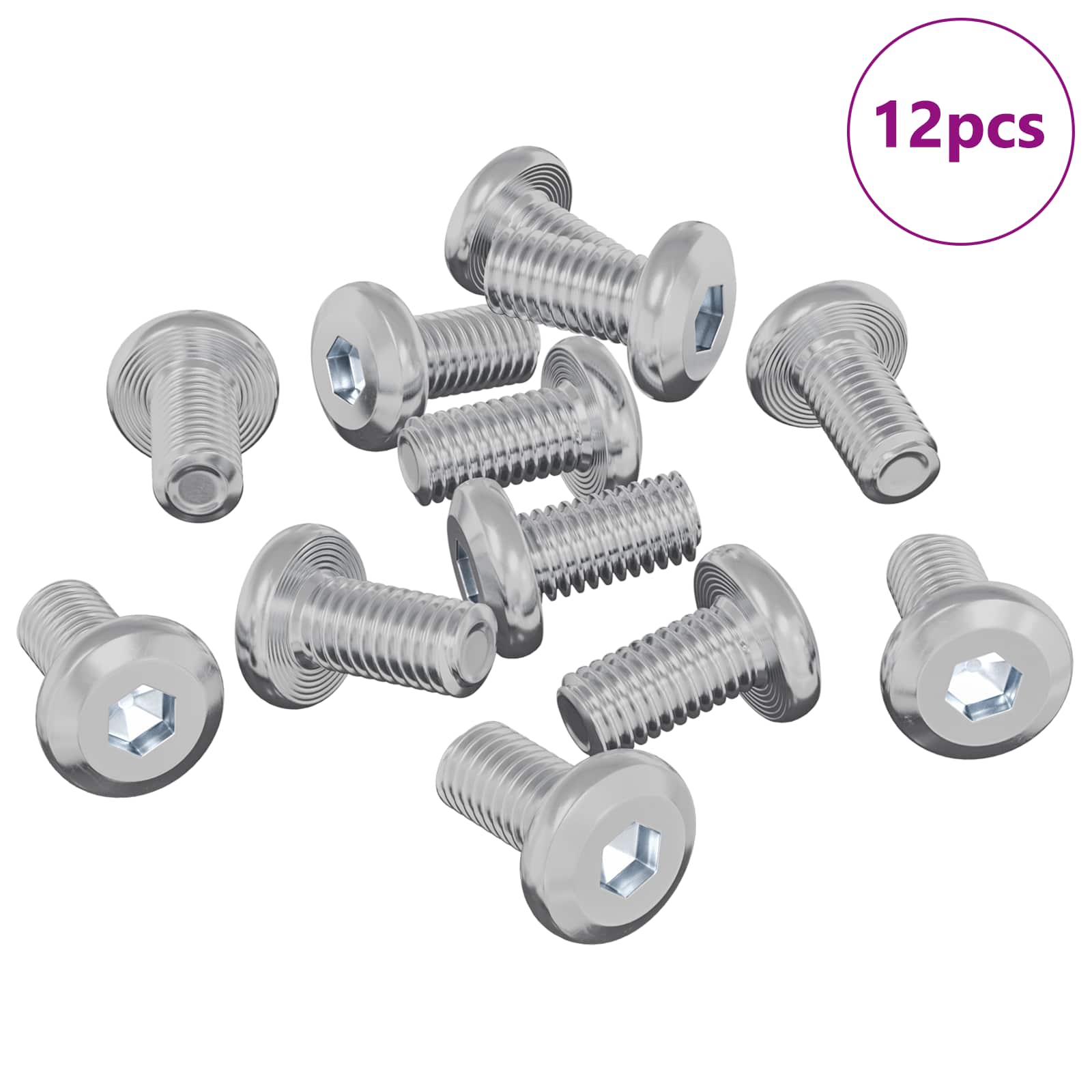 Βίδα κλειδώματος Μονόχρωμο 12 pcs Ασημί M6 x 12 mm Ατσάλι