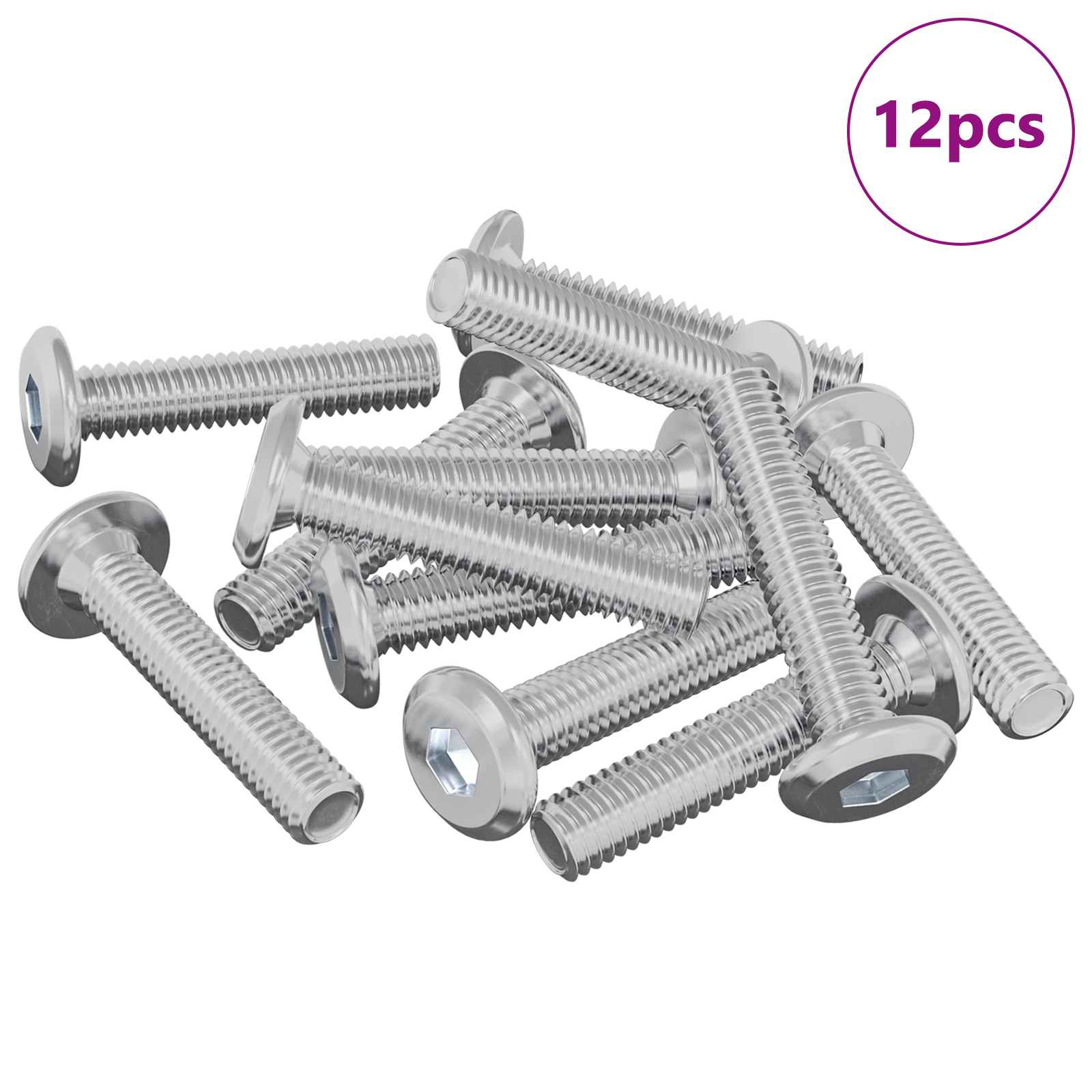 Βίδα κλειδώματος Μονόχρωμο 12 pcs Ασημί M6 x 30 χιλ. Ατσάλι
