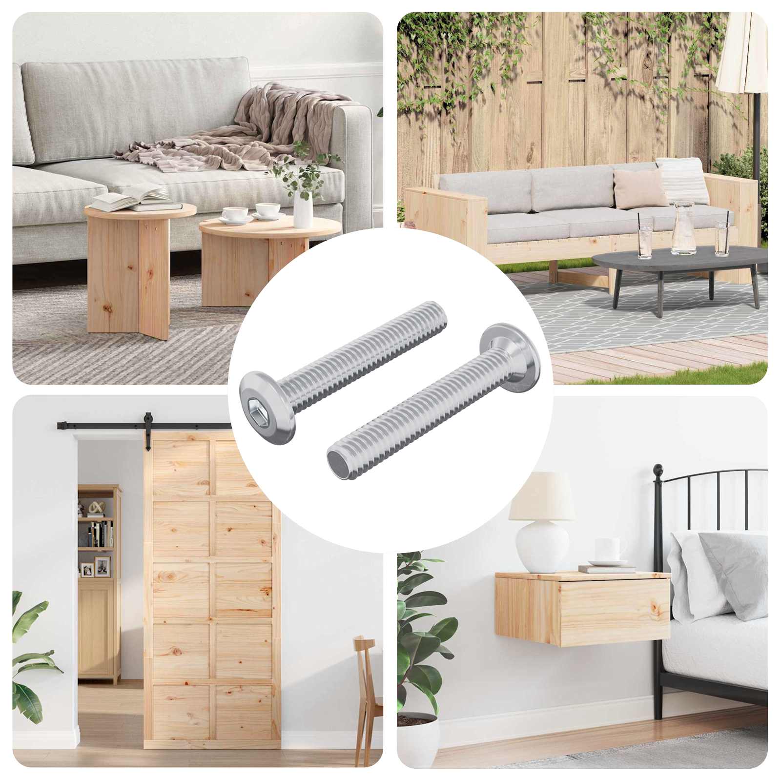 Βίδα με κλειδί κεφαλής 2 pcs Ασημί M6 x 35 χιλ. Ατσάλι