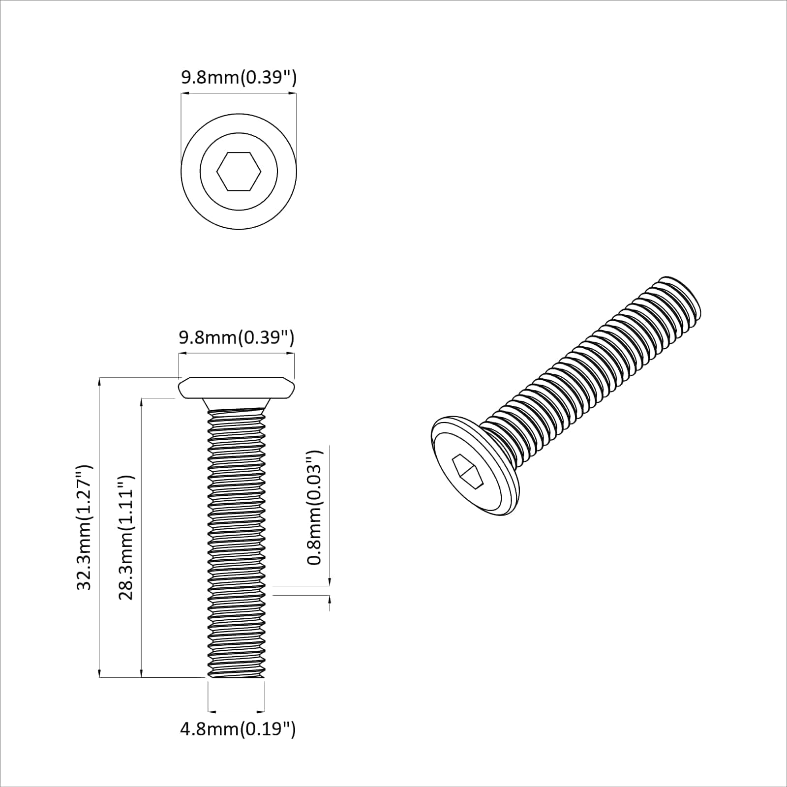 Βίδα 2 pcs Ασημί 5 x 30 mm Σίδερο