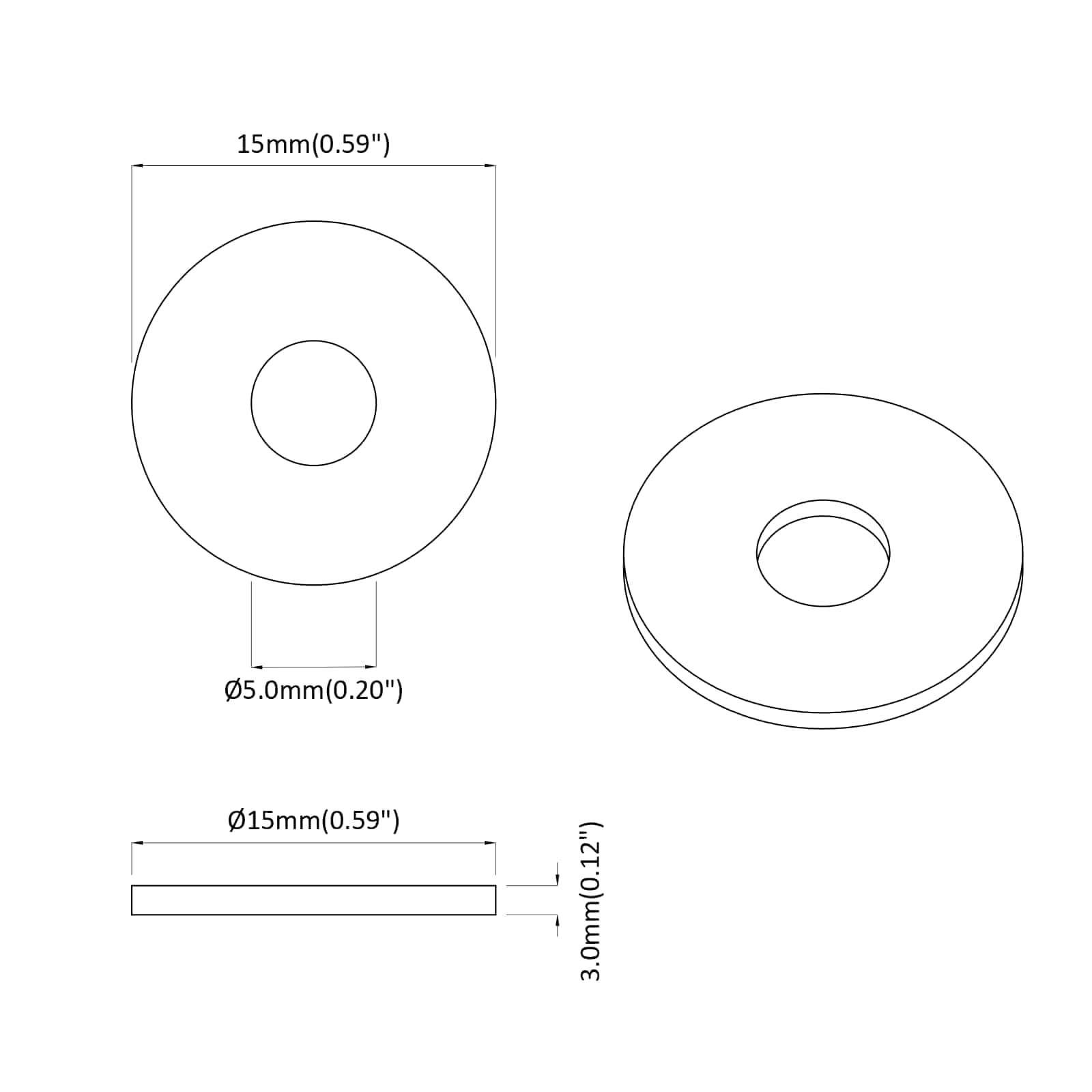 κατάλληλο για επίπεδο ροδέλα 36000 pcs Μαύρο ∅15 x 3 mm - Pakobazaar