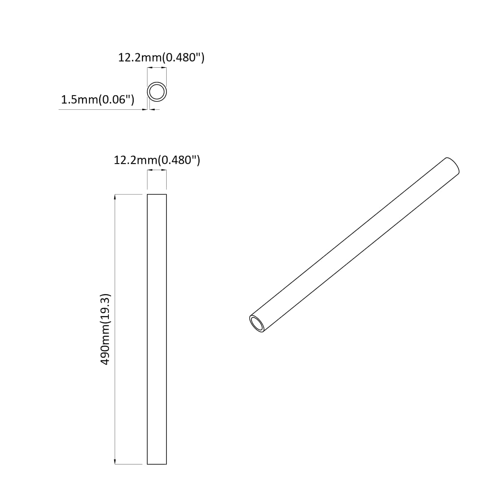 Σωλήνας PVC 2 pcs Λευκό 12,2 x 1,8 x 500 mm PP και PE - Pakobazaar