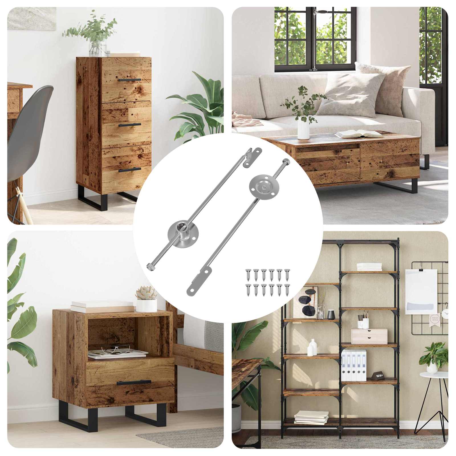 Μεντεσές με ράβδο έλξης 2 pcs Ασημί 190 mm Σίδερο - Pakobazaar