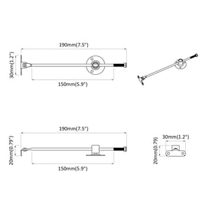 Μεντεσές με ράβδο έλξης 2 pcs Ασημί 190 mm Σίδερο - Pakobazaar