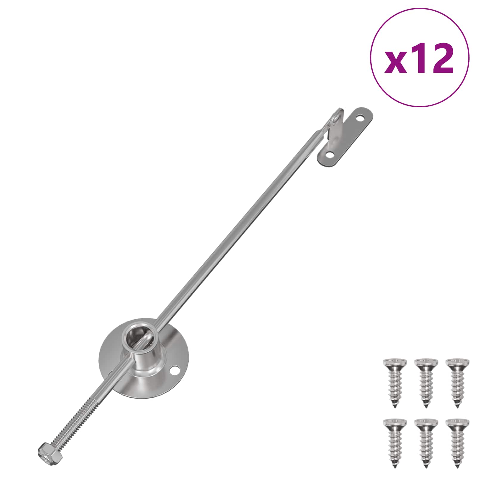 Μεντεσές με ράβδο έλξης 12 pcs Ασημί 190 mm Σίδερο - Pakobazaar