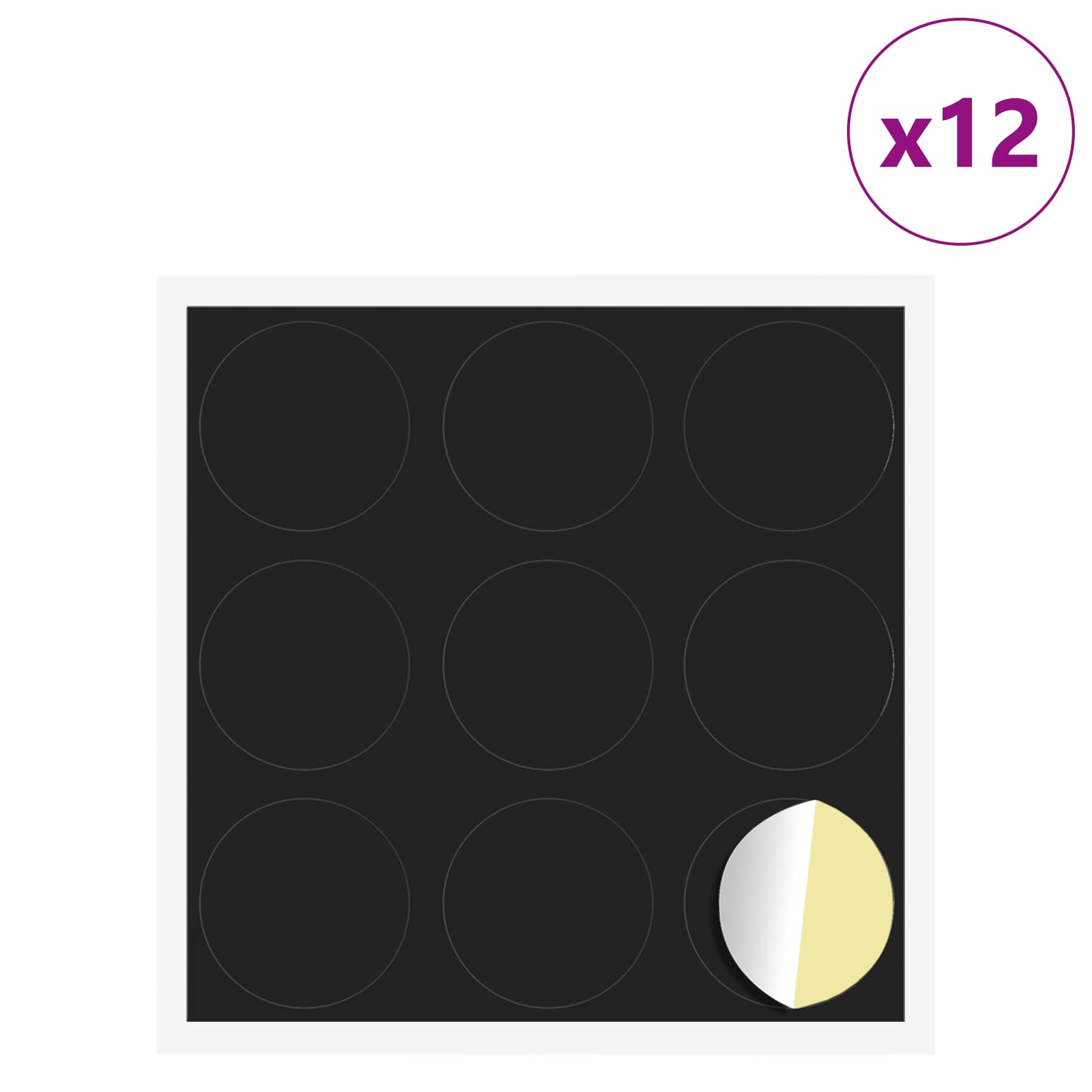Αυτοκόλλητη Κάλυψη Βιδών 12 pcs Μαύρο Ø 20 x 0,5 mm