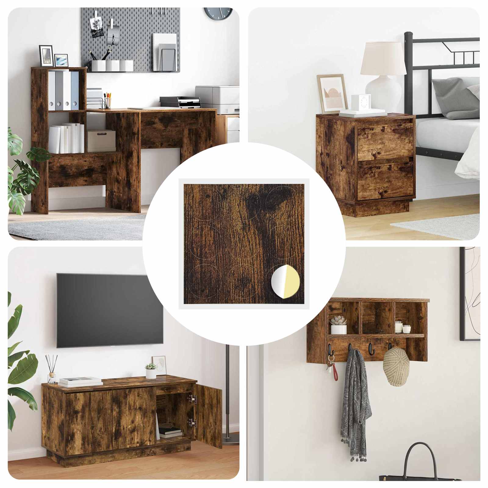 Αυτοκόλλητη Κάλυψη Βιδών 12 pcs Καπνιστό Δρύς Ø 20 x 0,5 mm