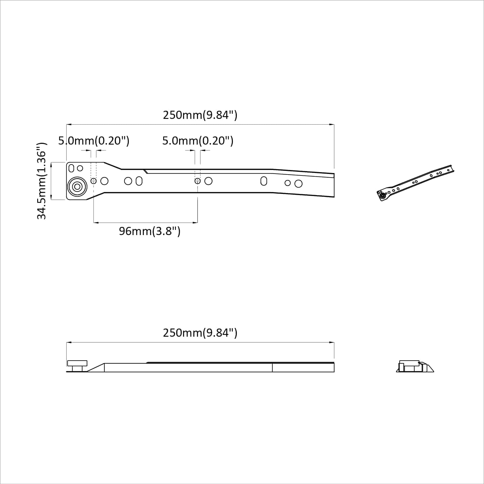 Οδηγός Συρταριού 2 pcs Λευκό 250 mm Ατσάλι - Pakobazaar
