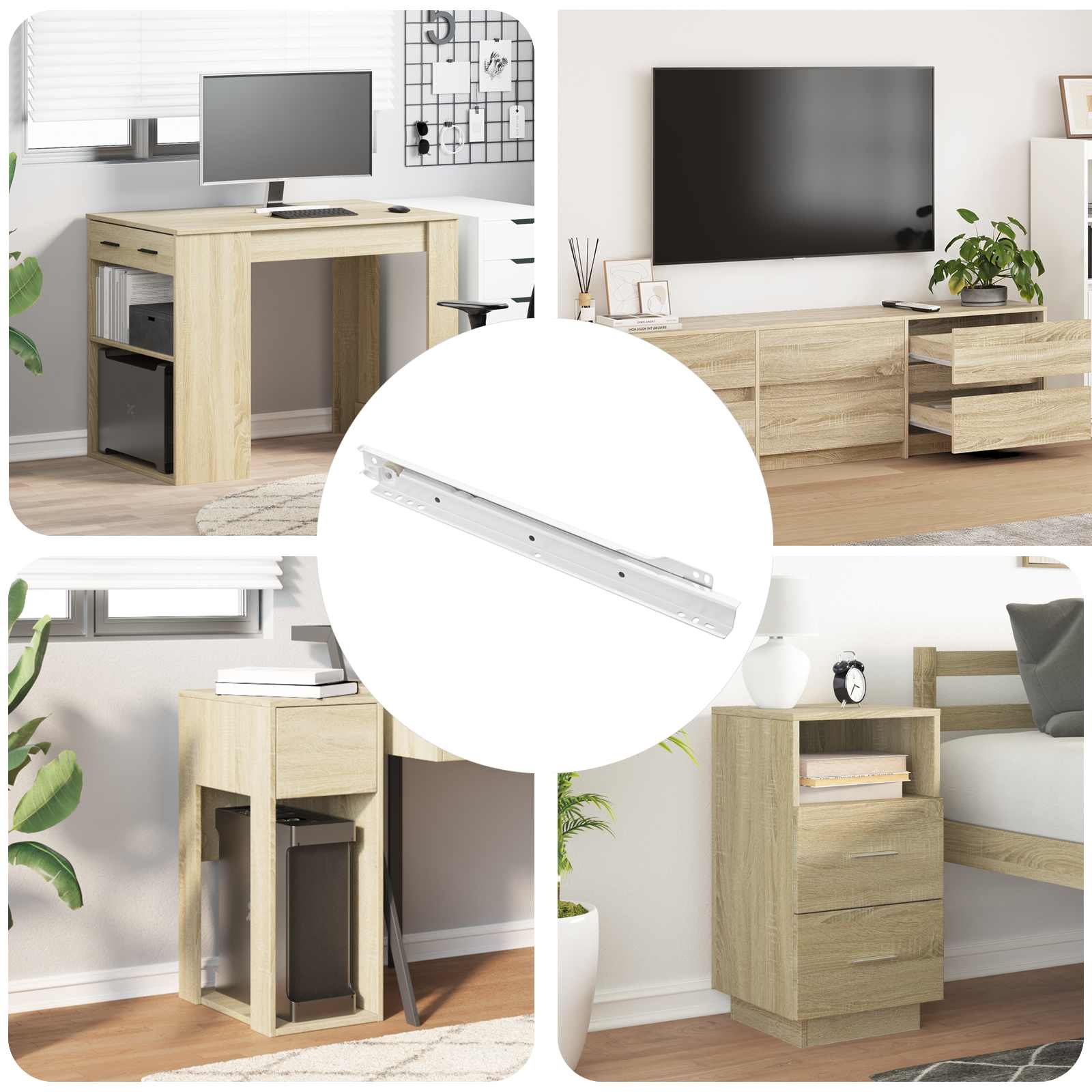 Οδηγός Συρταριού 12 pcs Λευκό 300 mm Ατσάλι