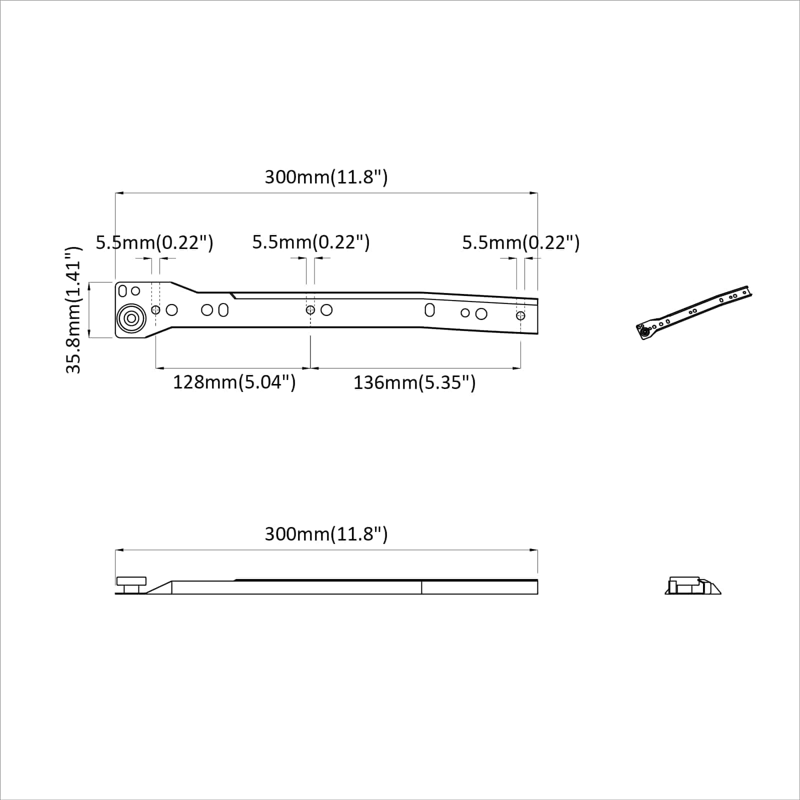 Οδηγός Συρταριού 12 pcs Λευκό 300 mm Ατσάλι