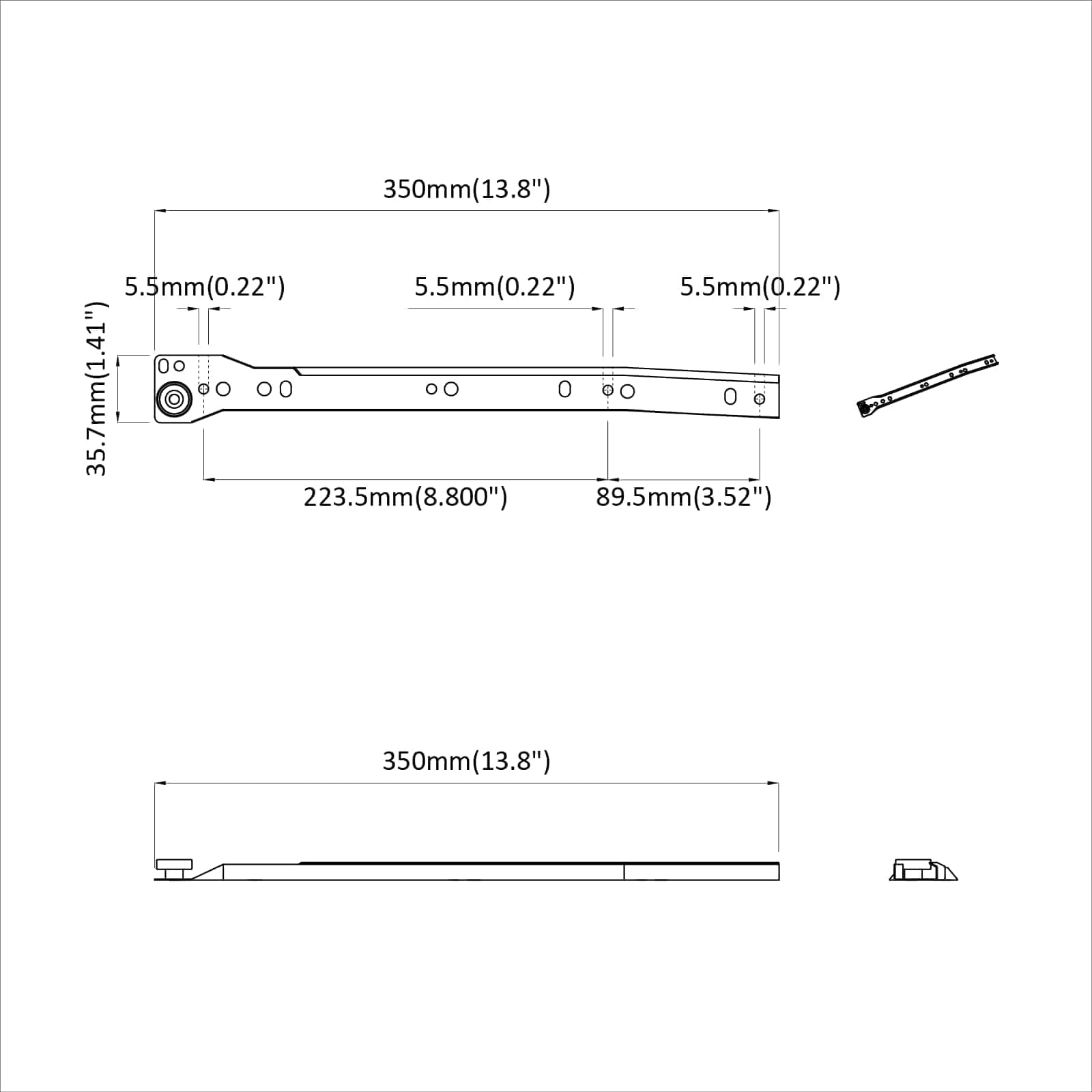 Οδηγός Συρταριού 12 pcs Λευκό 350 χλστ Ατσάλι