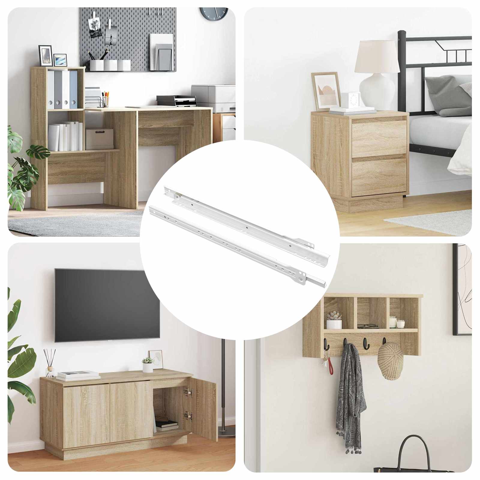 Οδηγός Συρταριού 2 pcs Λευκό 400 mm Ατσάλι