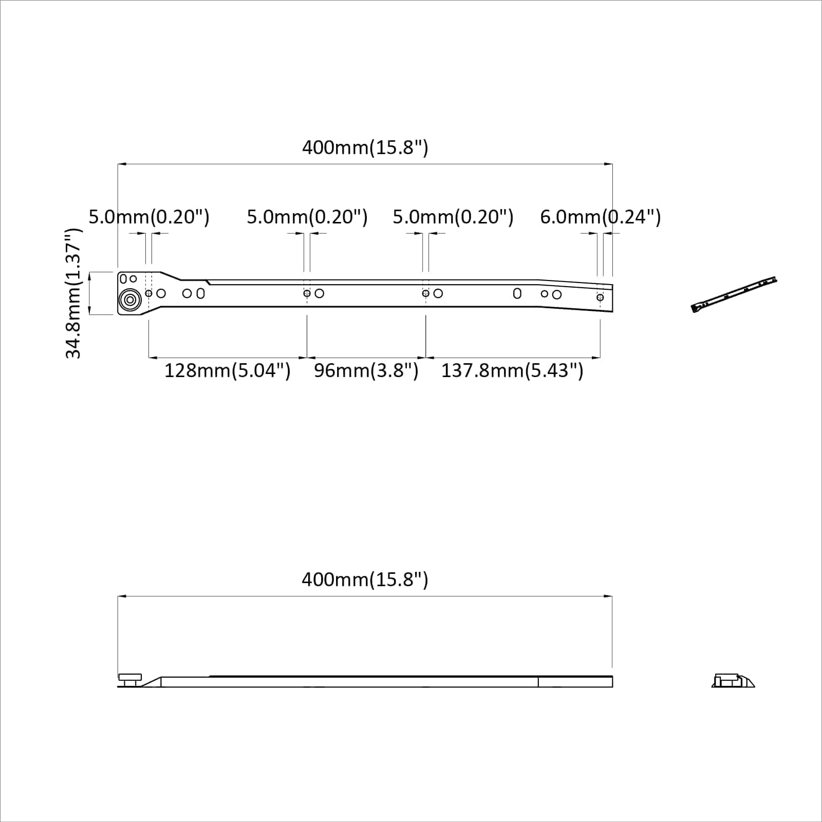 Οδηγός Συρταριού 55 pcs Λευκό Ατσάλι