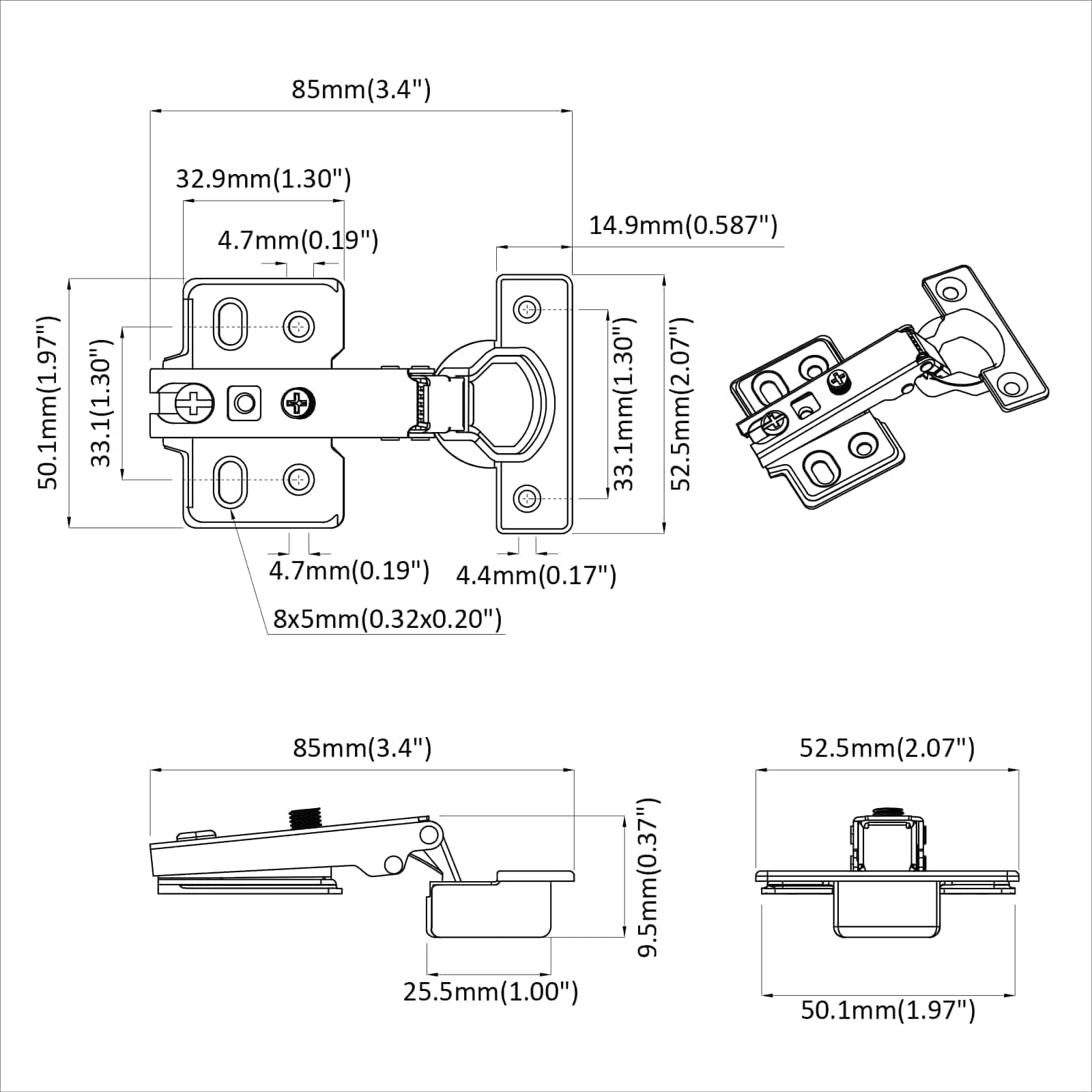 Άξονας 12 pcs Νίκελ 85 x 52,5 x 9,5 χιλ Σίδερο - Pakobazaar